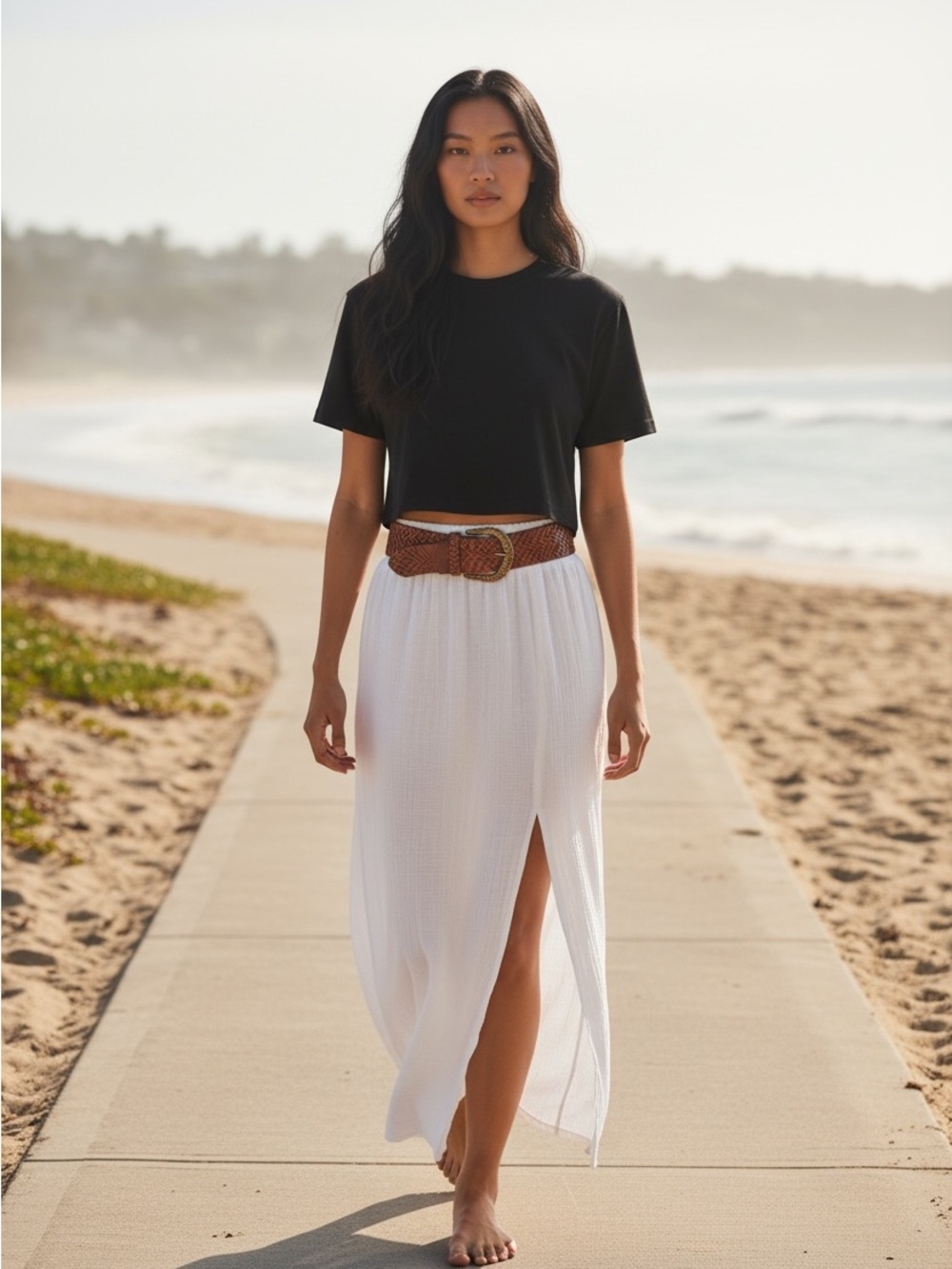 J. Crew White Maxi Skirt with Side Slit